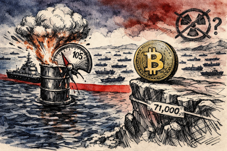 ⚡ Le blocus naval d’Ormuz entre en vigueur : pétrole à 105 $, Bitcoin tient 71 000 $