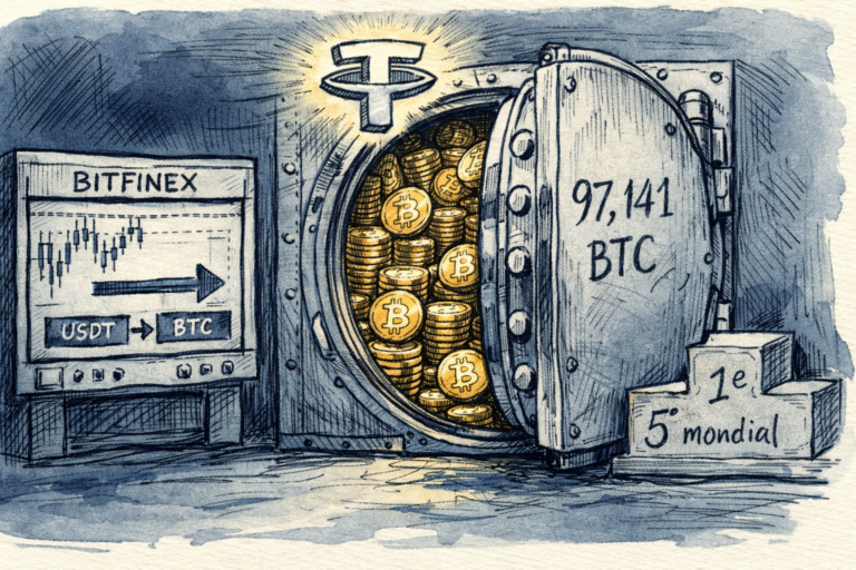 Tether achète 951 BTC supplémentaires et dépasse les 97 000 bitcoins en réserve