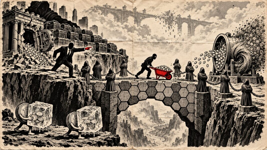 Bitget THORChain fonds volés : un pirate traverse un pont gardé par des nœuds qui refusent d'intervenir